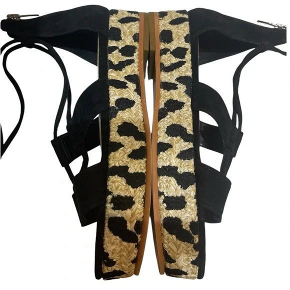 VINCE CAMUTO KELLIA LEOPARD PRINT PLATFORM ESPADRILLE SANDALS SZ 7.5 MED EUC - Picture 7 of 15